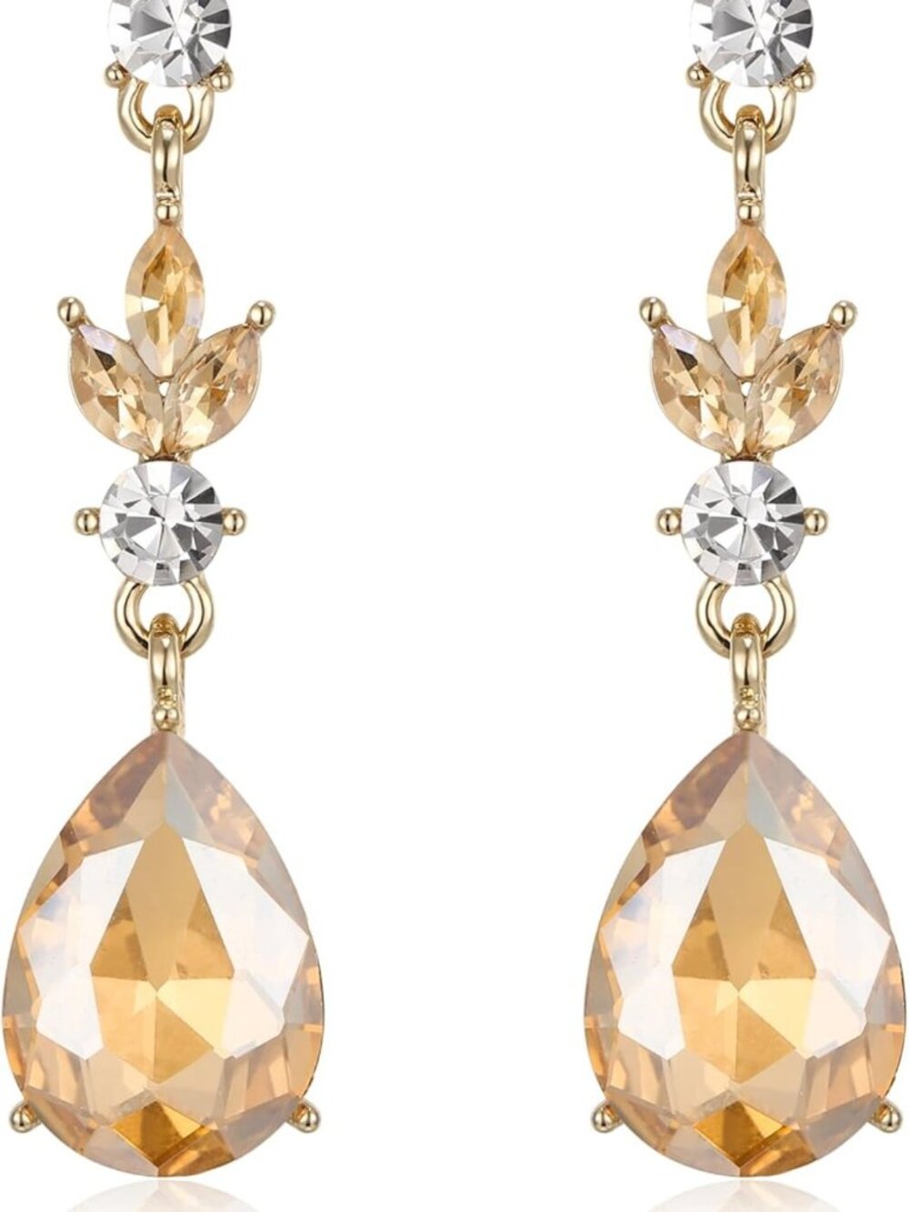 Crysdue Teardrop Crystal Bridal Dangle Earrings for Party Prom, Stunning